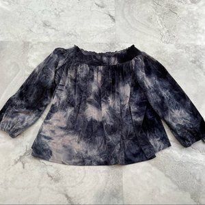 Velour Off the Shoulder Blue Tie Dye Size Large Top